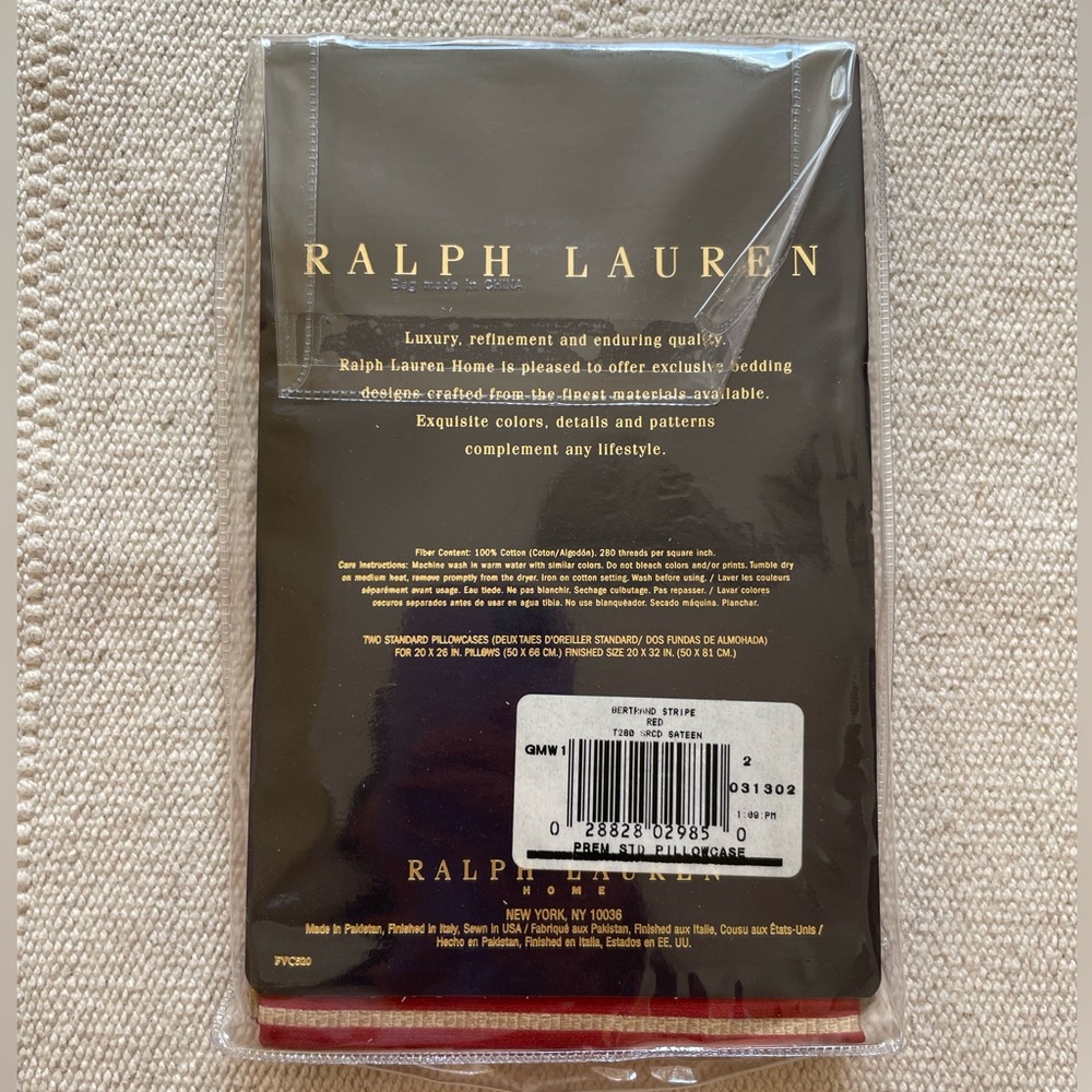 NEW RALPH LAUREN Bertrand STANDARD PILLOWCASES Sateen Set Of 2 Conservatory - Picture 2 of 4